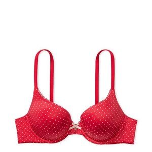 victoria secret red polkadot Smooth Push-Up Perfect Shape Bra 36c